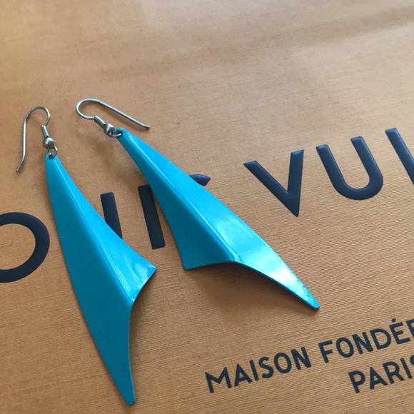 Vintage turquoise metal earrings! - Picture 3 of 4